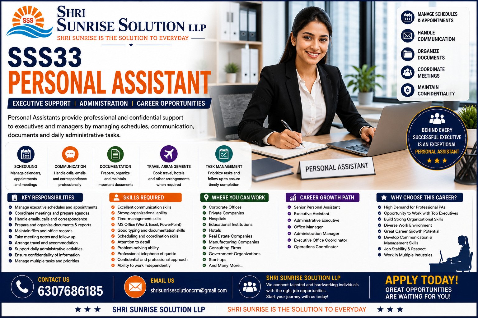 Personal Assistant SSS33 – Personal Assistant Jobs in India | Duties, Skills & Career Opportunities