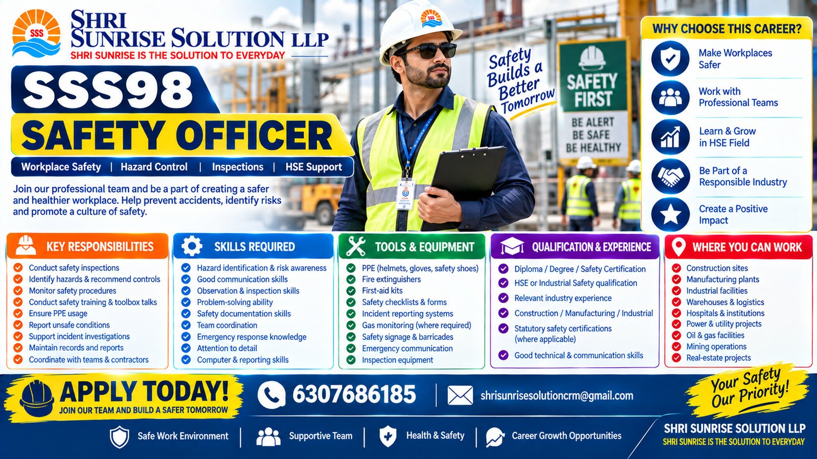 SSS98 – Safety Officer Safety Officer Jobs in India | Duties, Skills, Requirements & Career Opportunities