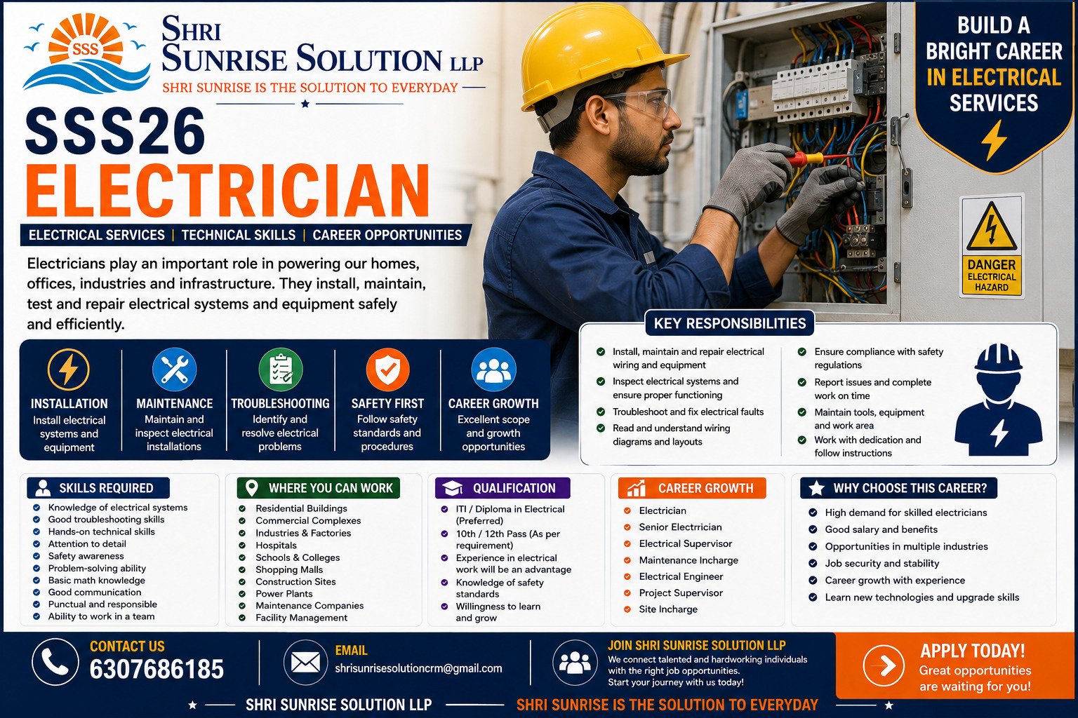 Electricial SSS26 – Electrician Jobs in India | Duties, Skills & Career Opportunities